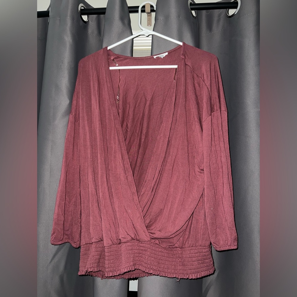 NWOT XL Reitmans Burgundy Wrap Cardigan w/ elastic sleeves and waist